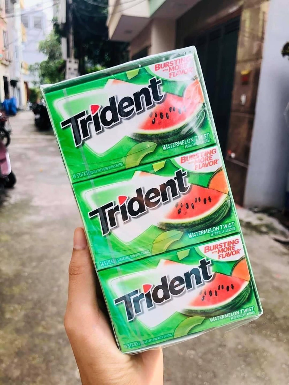 Hộp 12 phong kẹo cao su Trident vị dưa hấu nhập khẩu Mỹ