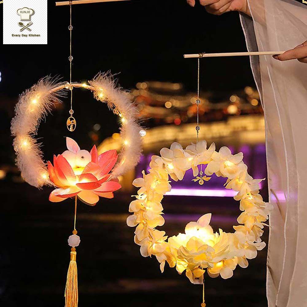 Lồng đèn trung thu long den trung thu cho bé lồng den trung thu XUNJIE Cho Ngoài Trời Xách tay Lông Lắp ráp Dễ Dàng TỰ LÀM Kit Handmade Handmade Ánh Sáng với Thỏ Trung Thu Lễ Hội Bunny Đèn Lồng Trung Thu Lễ Hội Đèn Lồng Rabbit Đèn Lồng Đèn Lồng hoa sen