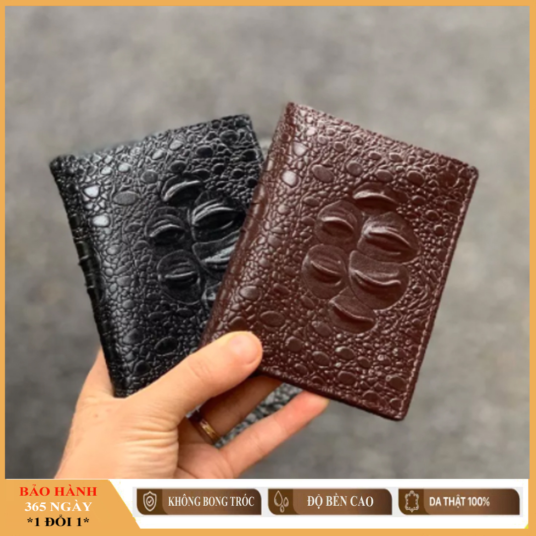 Ví đựng thẻ nam da bò vân cá sấu đựng name card danh thiếp CKV.95DT , thẻ, ngăn đựng tiền có khóa kéo, Kiểu bóp nam dáng đứng Chakovet, 9cmx11cm (nâu, đen)