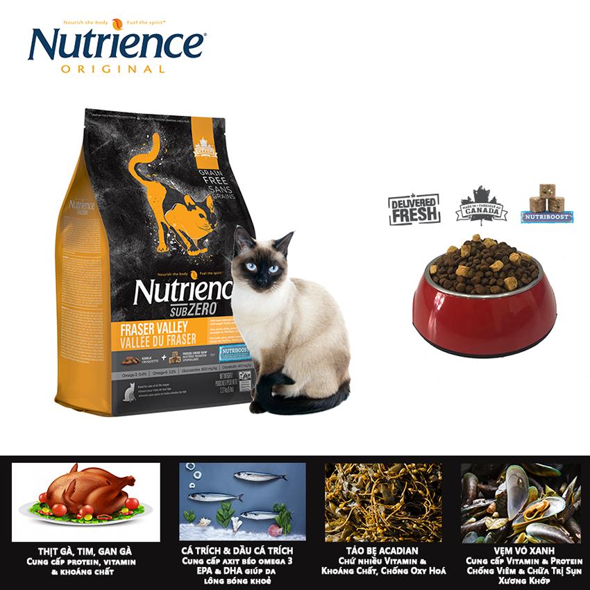 Thức ăn cho mèo kén ăn nutrience subzero - thịt gà, cá hồi, cá trích, cá tuyết, rau củ & trái cây tự nhiên