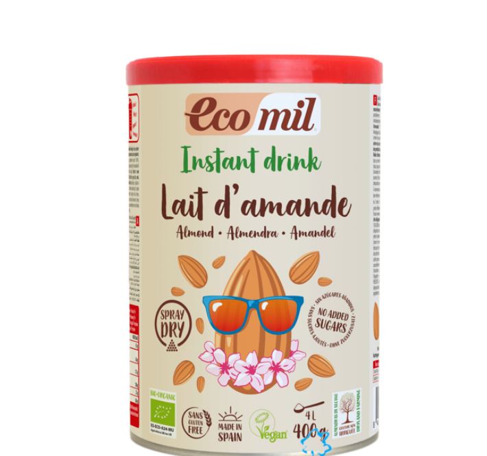 Date 2/25 Sữa bột Ecomil hạnh nhân không đường 400g.