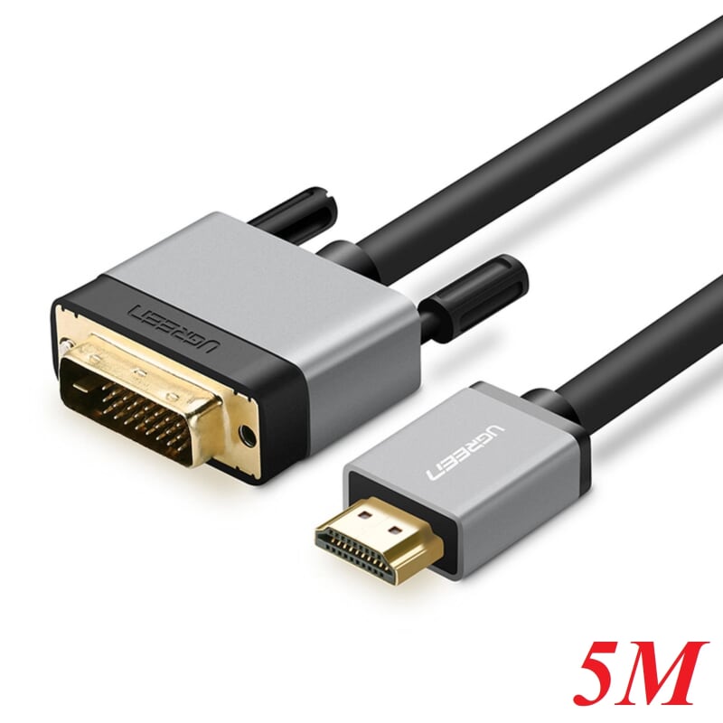 Ugreen 20889 5m màu đen cáp chuyển đổi hdmi sang dvi 24+1 thuần đồng cao cấp hd128