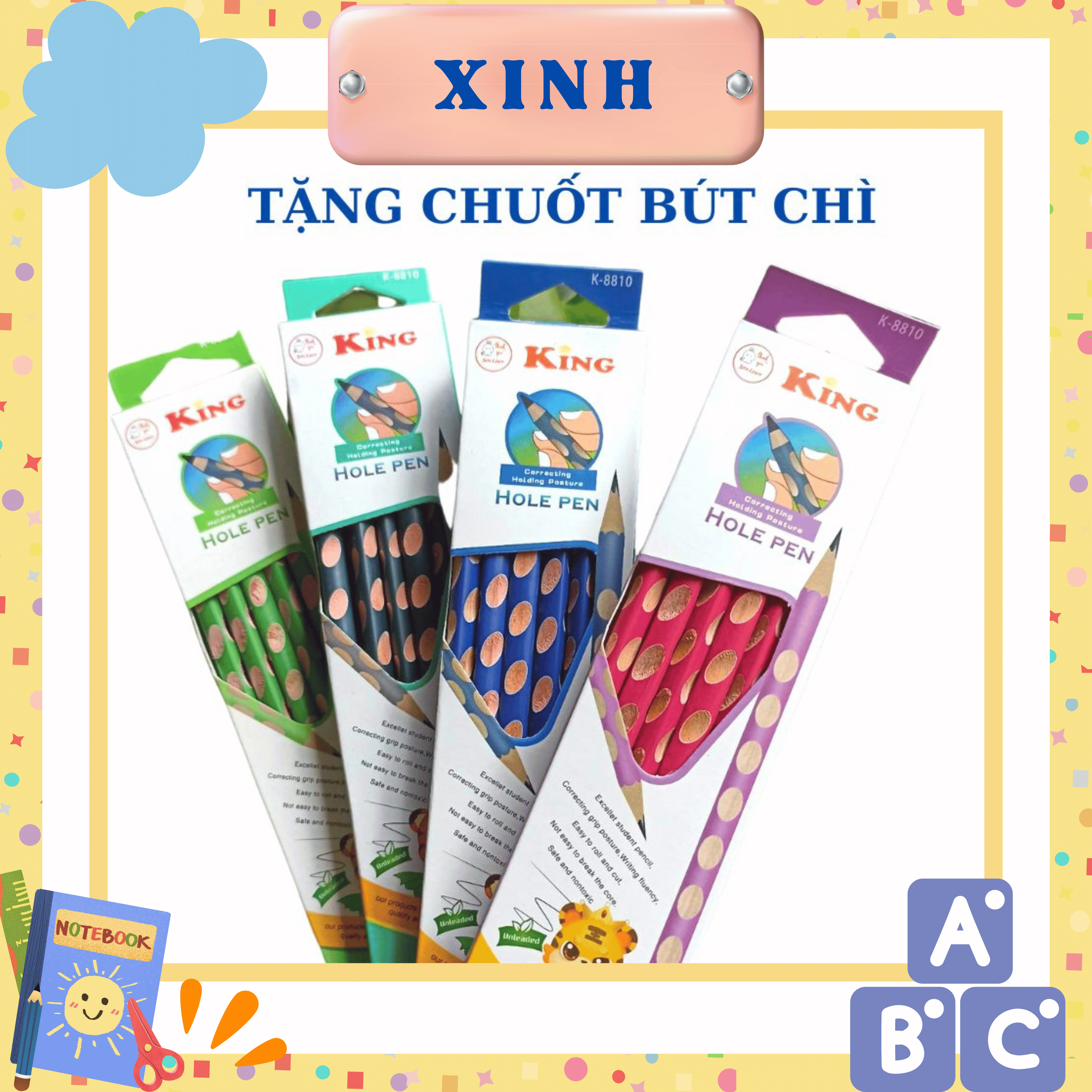 Bút chì 2B có định vị hộp 12 cây tặng kèm gọt bút chì