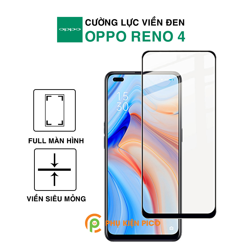 Kính cường lực Reno 4 / Reno full màn hình viền đen siêu mỏng - Dán màn hình Oppo Reno 4