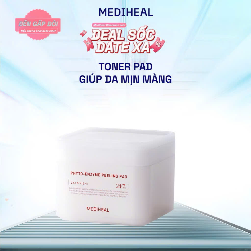 GIẢM THÊM 30% TẠI TRANG XU Hộp 90 miếng toner pad Mediheal Tẩy Tế Bào Chết Phyto-enzyme Peeling Pad 90 pads