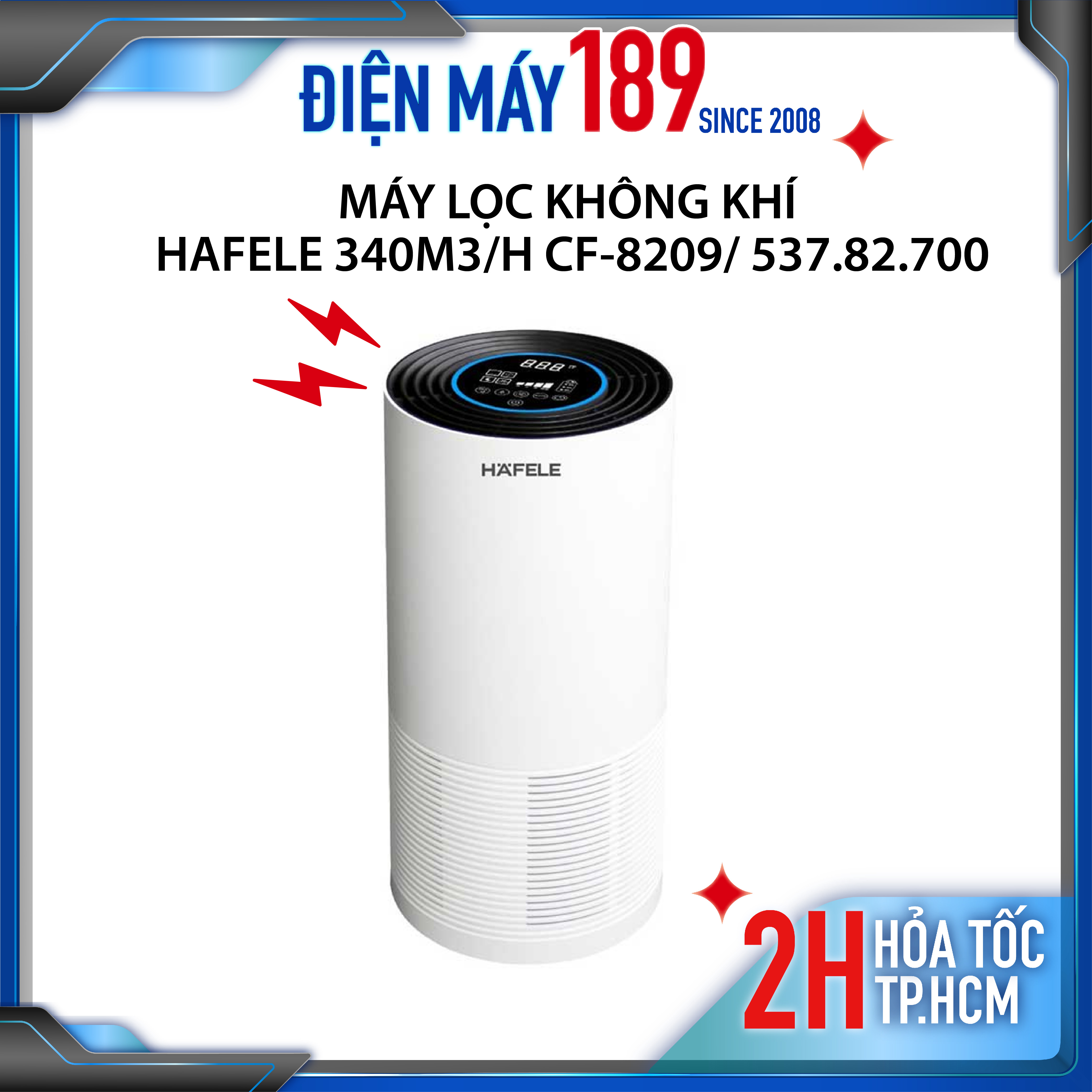 |voucher 2triệu| máy lọc không khí hafele 340m3/h cf-8209/ 537.82.700 - diệt khuẩn tia uv + hepa, lọc bụi mịn, độ ồn thấp, khóa trẻ em - dùng cho phòng 50-60 m2 - hàng chính hãng - bảo hành 12 tháng - giao nhanh 2h hcm