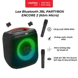 Loa Bluetooth JBL PARTYBOX ENCORE 2 |  Kèm 2 Mic | Chơi Nhạc Đến 15 Giờ | Ghép Nối Đa Loa Auracast | Chống Nước IPX4