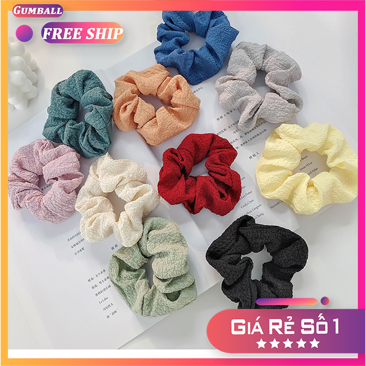 [Giá Sỉ] Dây cột tóc vải Scrunchies, dây buộc tóc scrunchies trơn siêu xinh, dễ thương, phong cách Hàn Quốc
