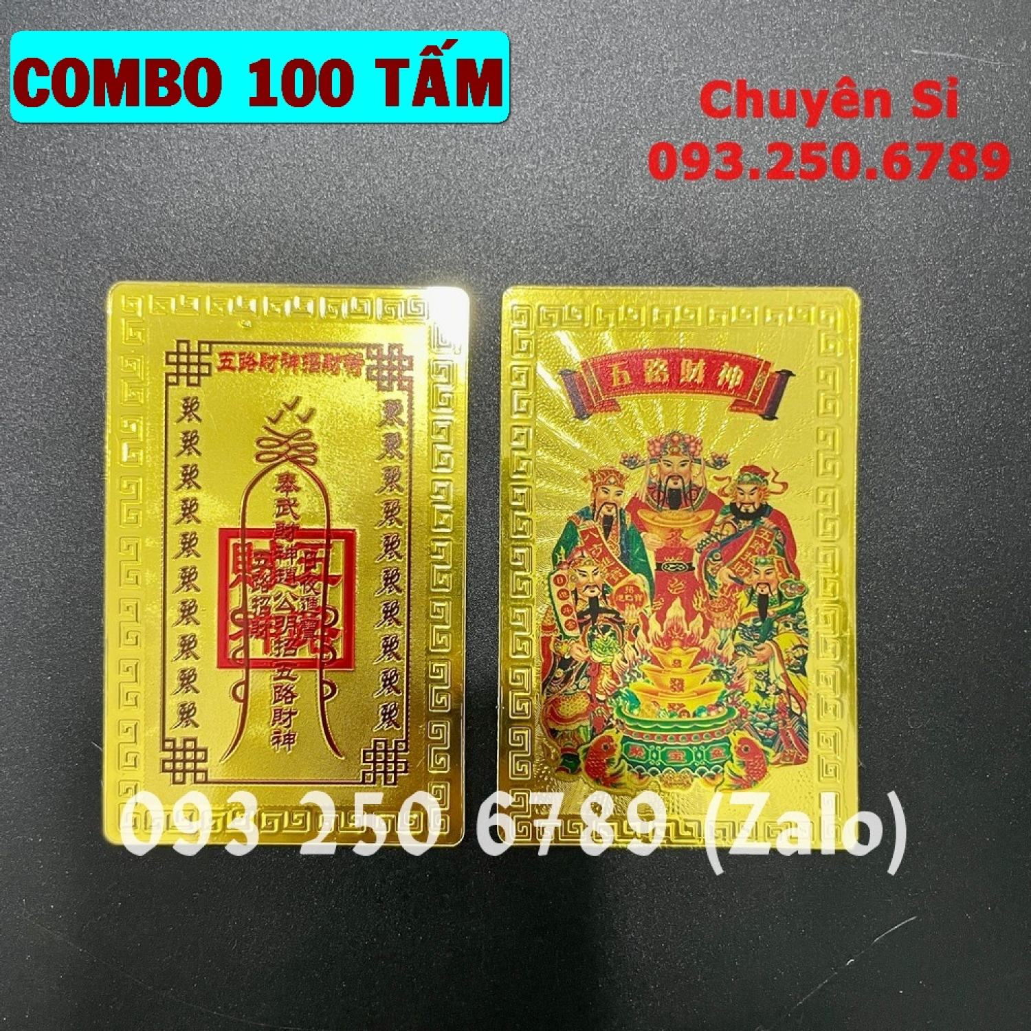 Combo 100 miếng ngũ lộ thần tài chiêu tài để ốp điện thoại, ví tiền - khai cung tài lộc - đã khai quang