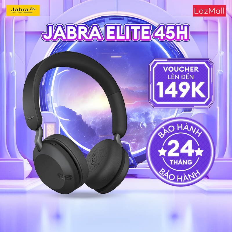 Tai Nghe Bluetooth Chụp Tai On-ear JABRA ELITE 45H Đan Mạch  Nghe Nhạc Đàm Thoại 50H  2 microphone  Hàng Chính Hãng