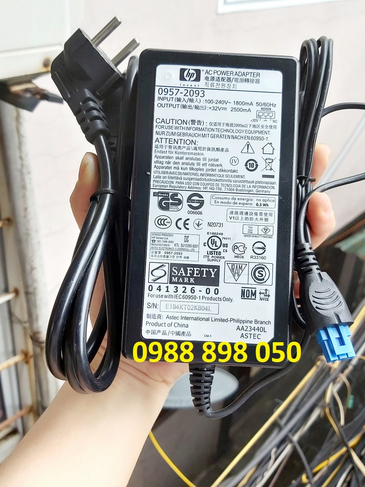 Dây nguồn máy in hp 32v 2500ma chân dẹp 3 pin