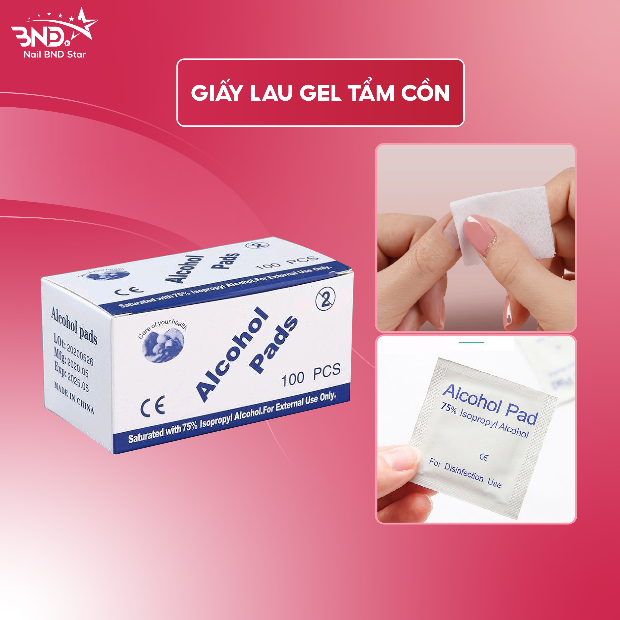  Giấy lau gel tẩm cồn - Miếng bông cotton lau móng lau sơn đa năng tiện lợi cho làm nail 