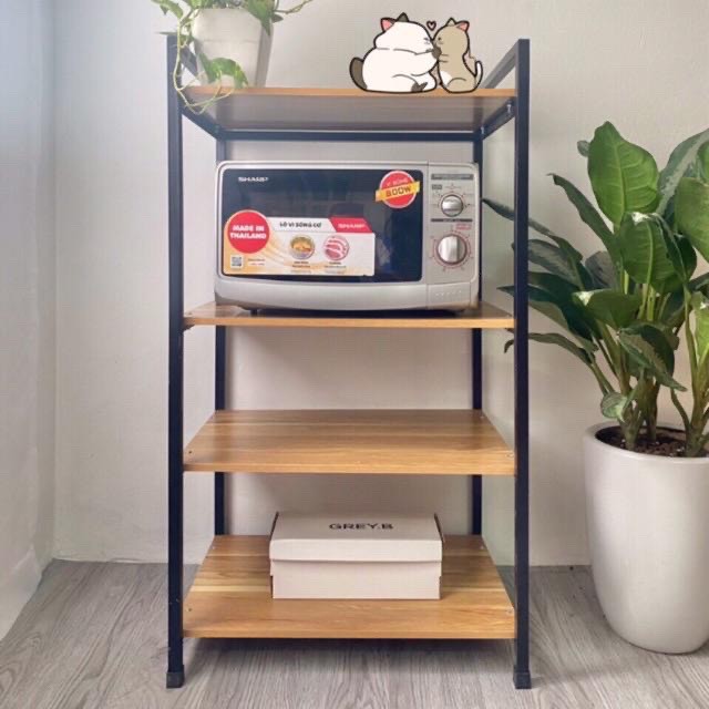 💥Sale Sốc 💥Kệ Lò Vi Sóng 4 Tầng Gỗ MDF Chất Lượng Cao Khung Sắt Sơn Tĩnh Điện 30x60
