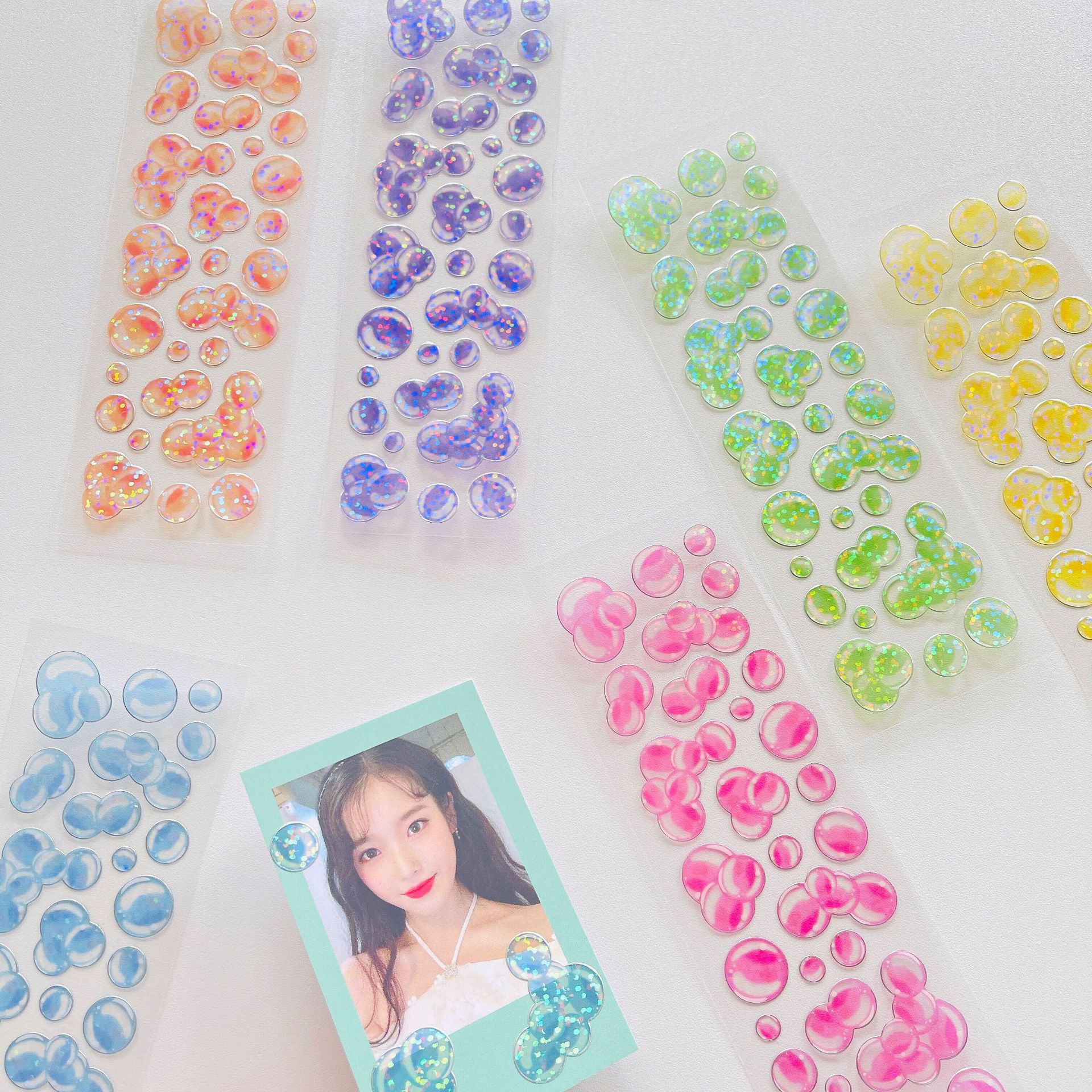 Tấm sticker bling bling lấp lánh họa tiết bong bóng