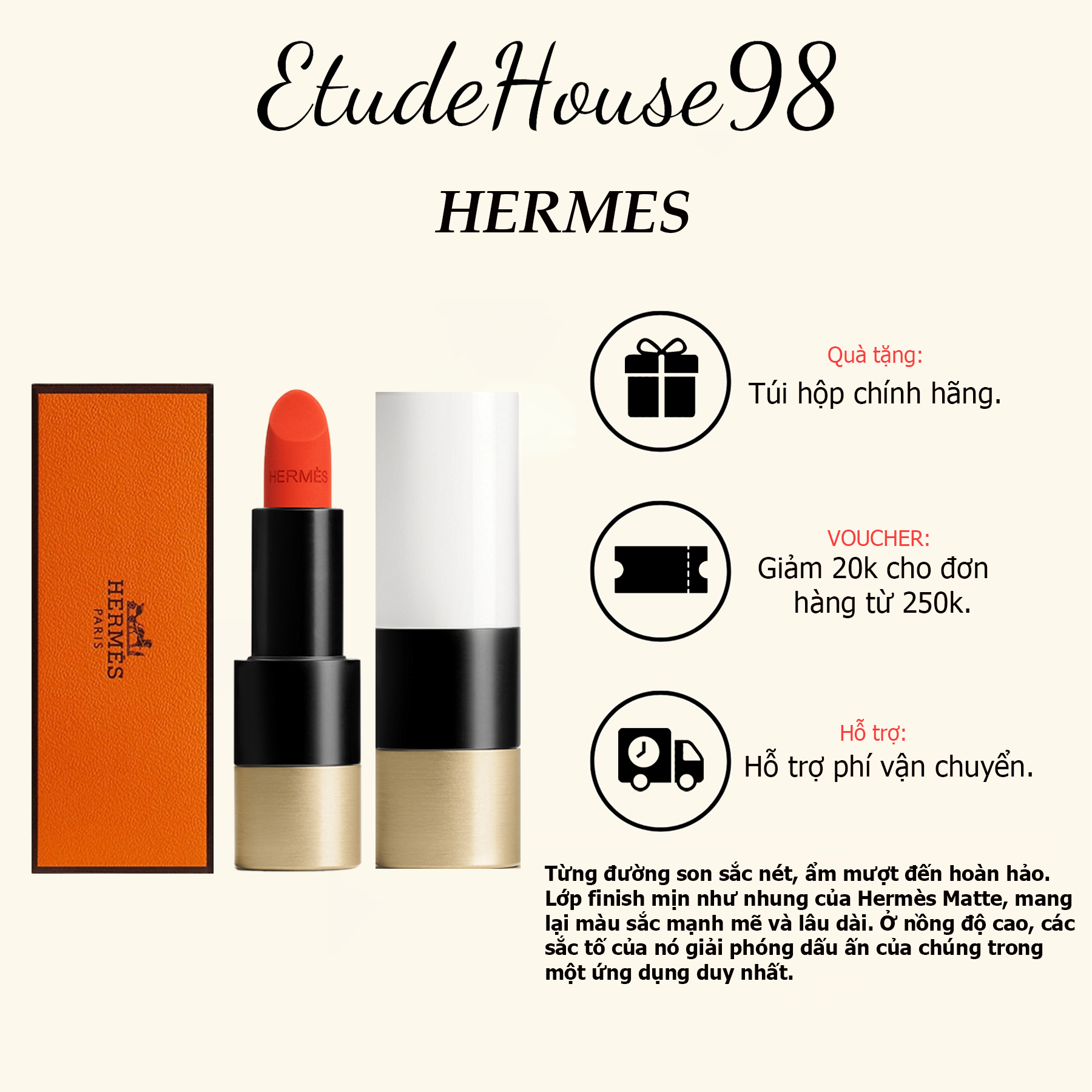Son Hermes Rouge Matte Lipstick Mỹ Phẩm Hàng Hiệu