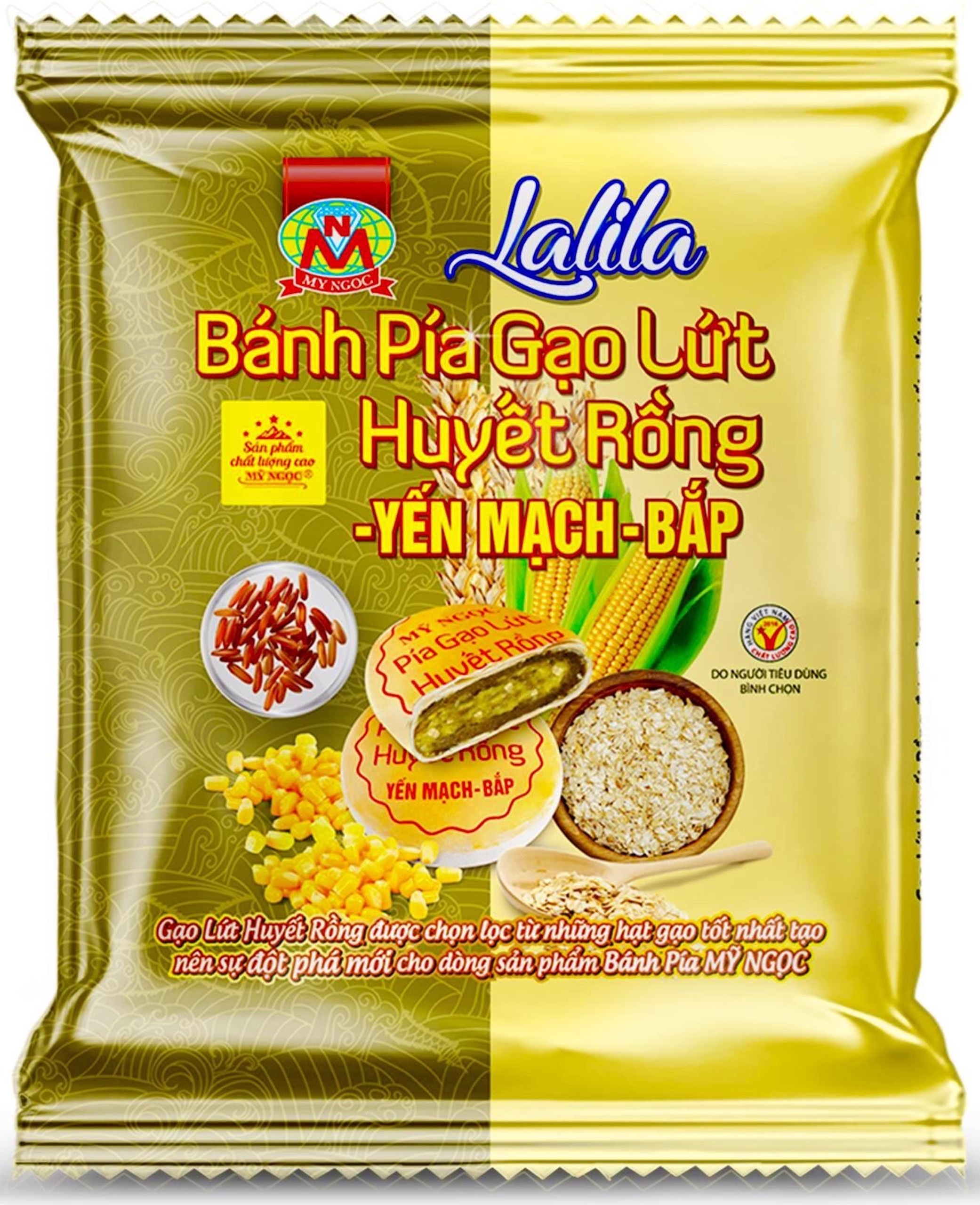 LaLiLa _ 190g 2 Bánh PÍA chay GẠO HUYẾT RỒNG yến mạch BẮP tươi, 3 GIẢM cholesterol ĐƯỜNG TRONG MÁU huyết áp, CÓ chất xơ