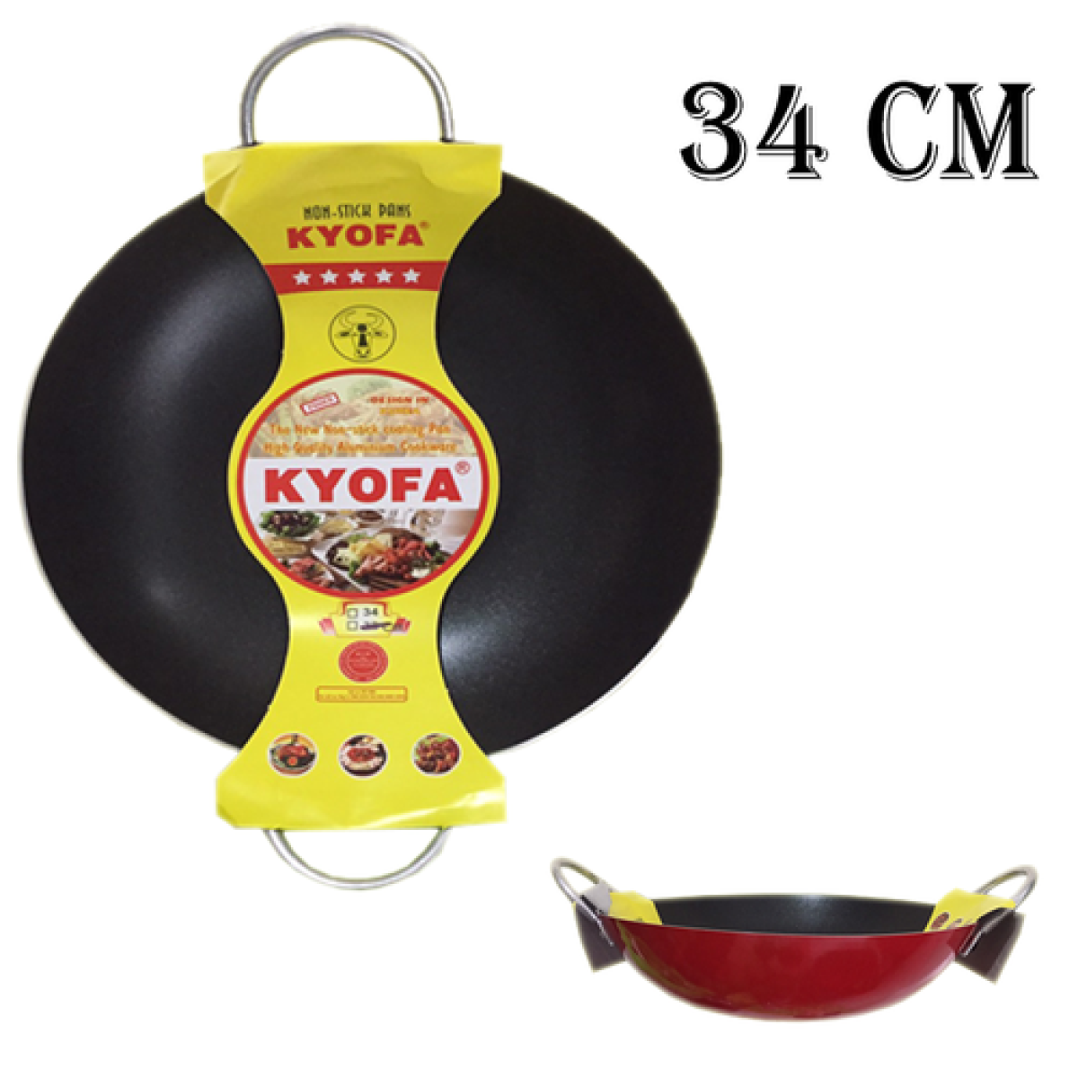 Chảo chống dính 2 quai công nghệ Hàn Quốc Kyofa 34cm bảo hành 1 tháng - sơn tĩnh điện chịu nhiệt tốt