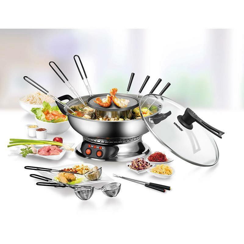 Nồi lẩu nướng unold 48746 asia, 2 trong 1 lẩu và nướng