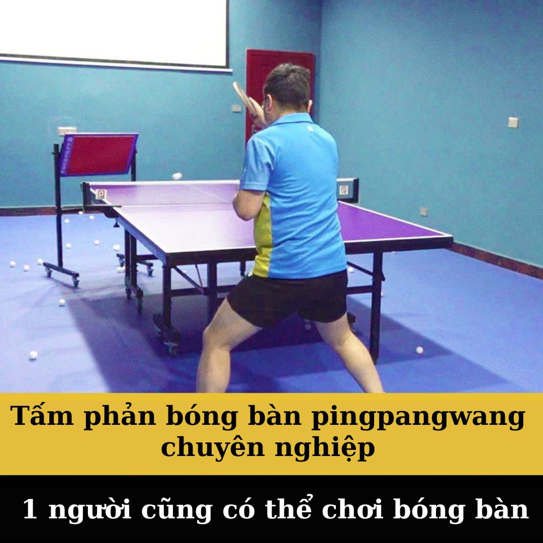 Tấm phản tập bóng bàn 8 mặt chính hãng Pingpangwang, 2 chân bánh xe kim loại chắc chắn, có cả thanh đặt phản trên bàn