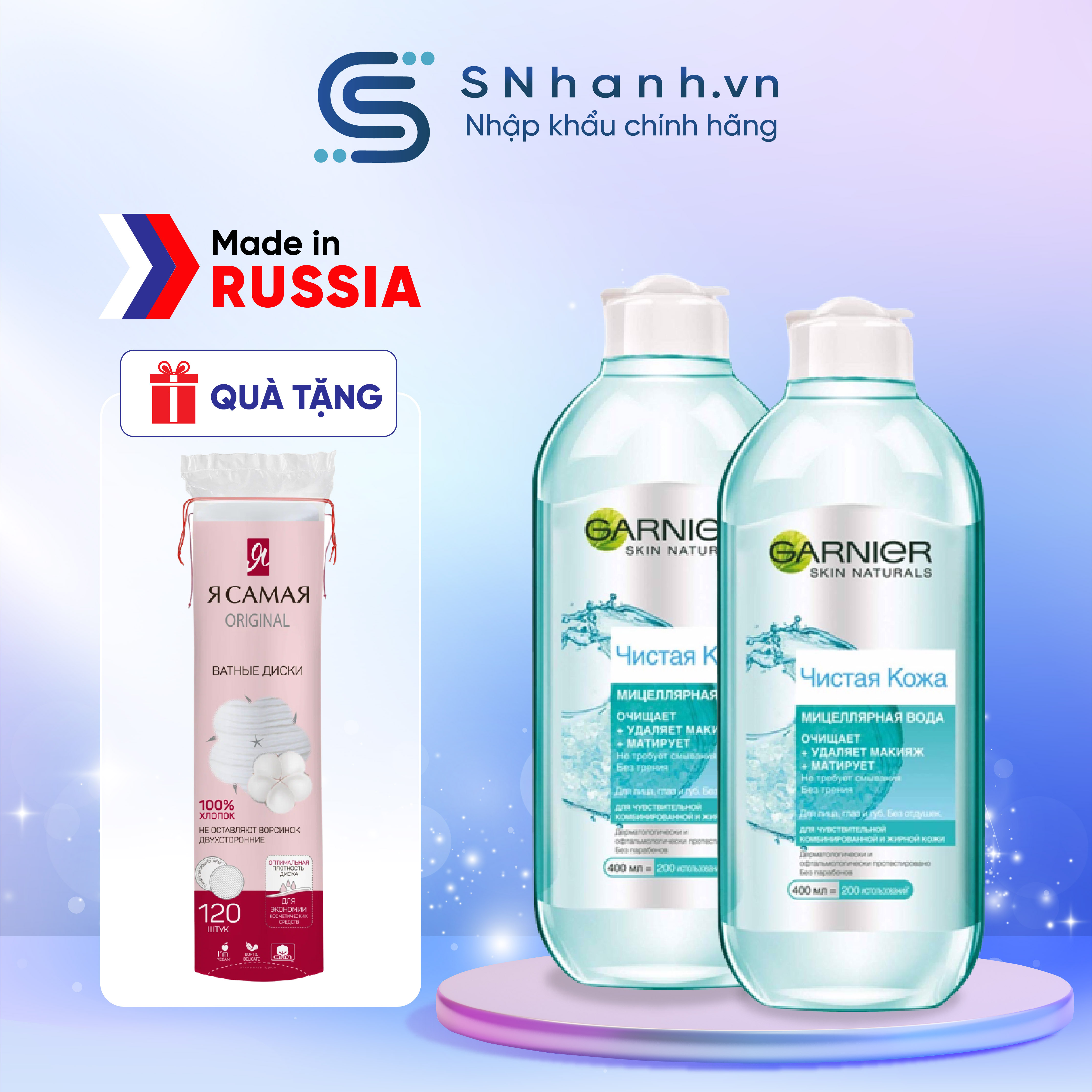 Combo 02 Tẩy trang Micellar Garnier Xanh dành cho da dầu và da nhạy cảm 400ml Snhanh