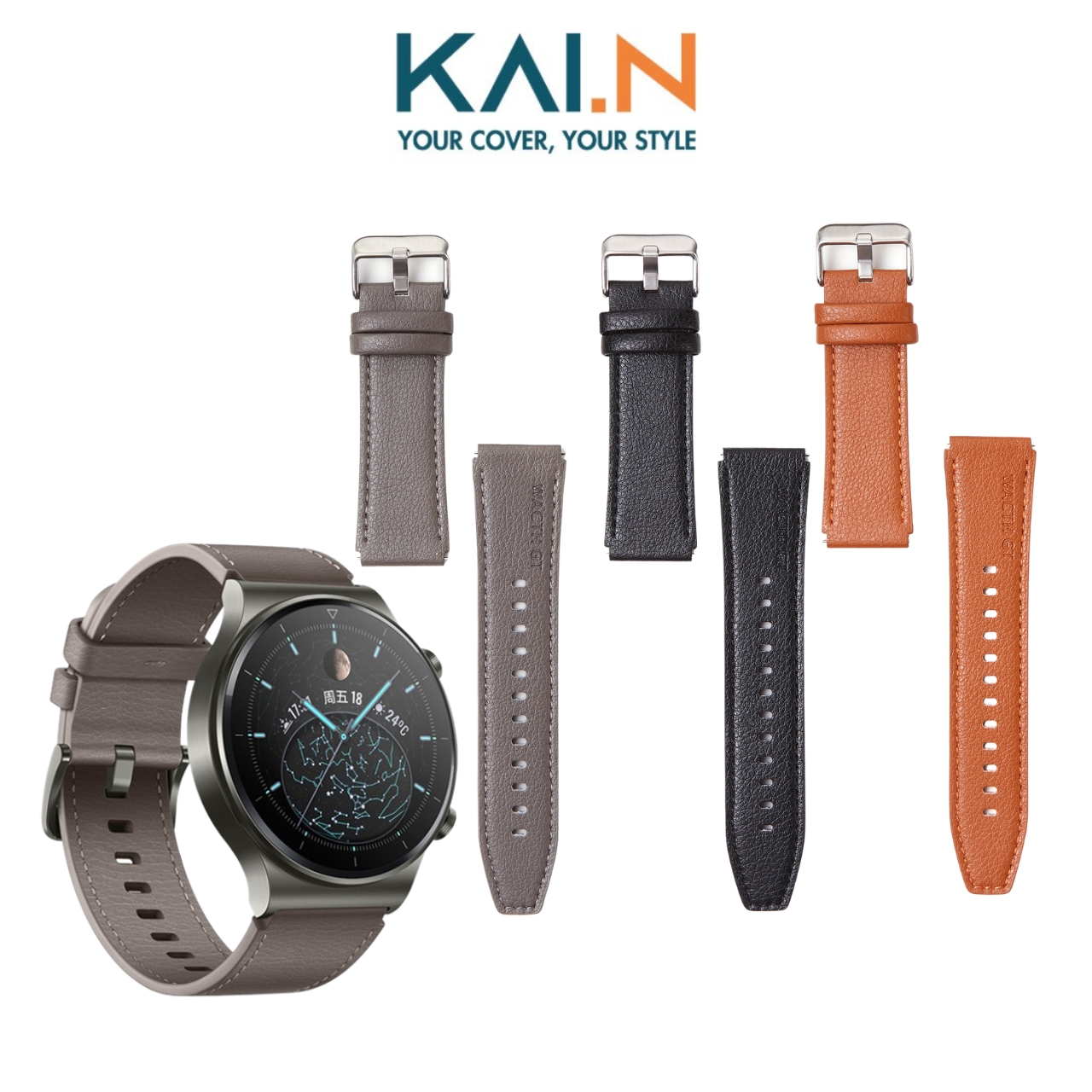 Dây Đeo Da Dành Cho Huawei Watch GT/GT2/GT3/GT3 Pro/GT Runner/Honor Watch Magic/Magic 2 Size 22mm, Kai.N Genuine Leather - Hàng Chính Hãng Giá 289,000 Đồng*Miễn phí vận chuyển