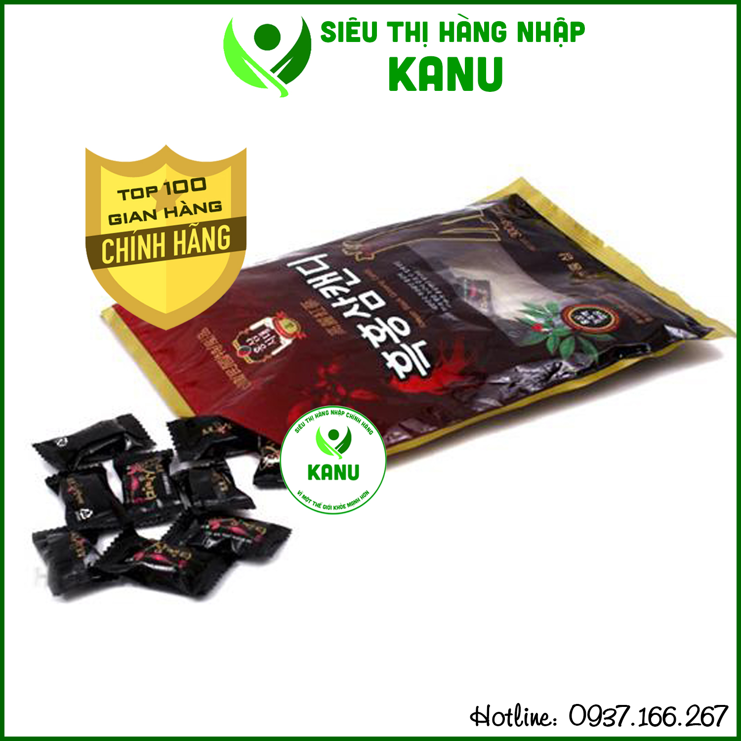 Kẹo hắc sâm 6 năm tuổi hàn quốc 300gr, kẹo nhân sâm đen