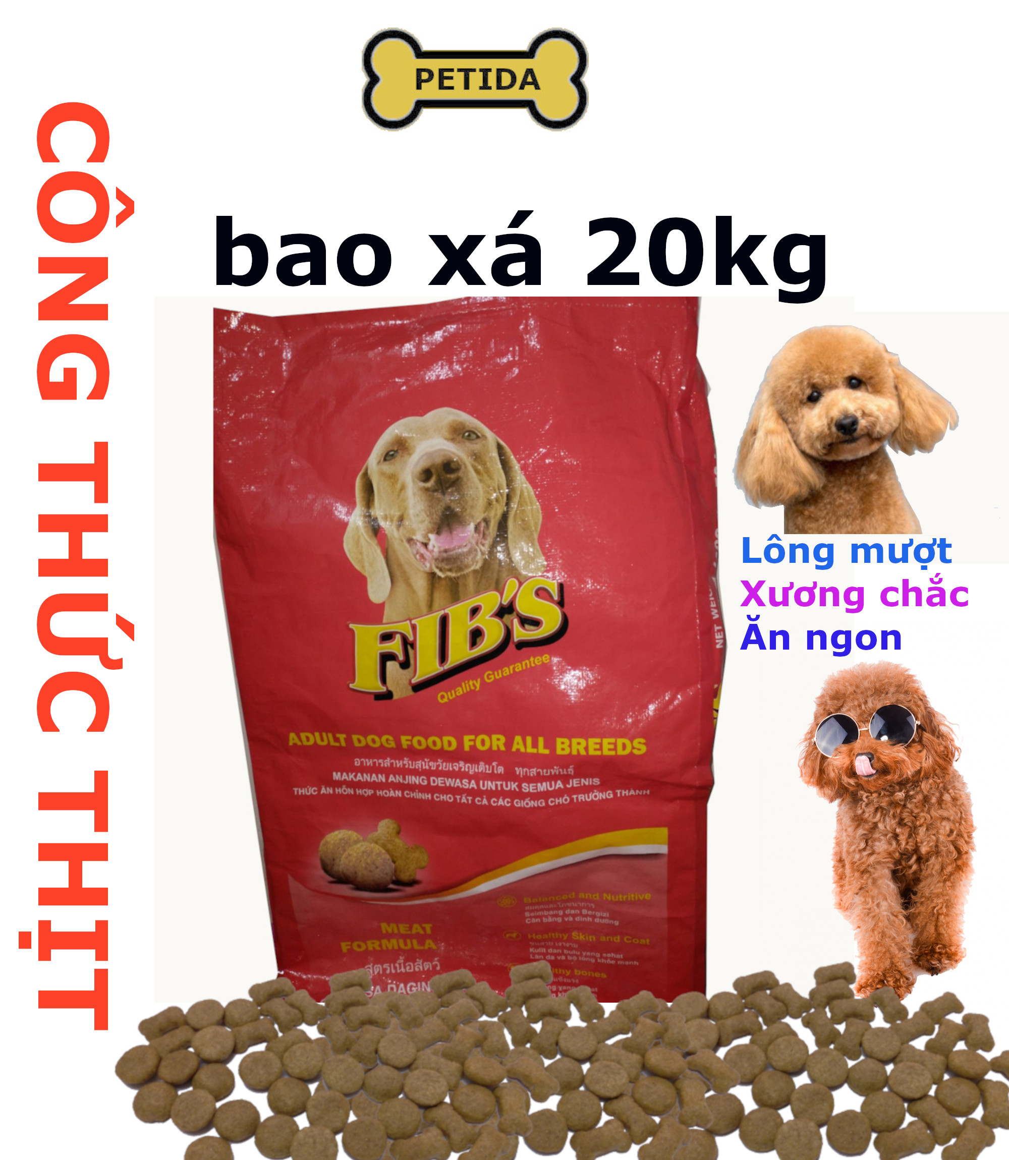 Hạt cho chó fib's bao 20kg xá