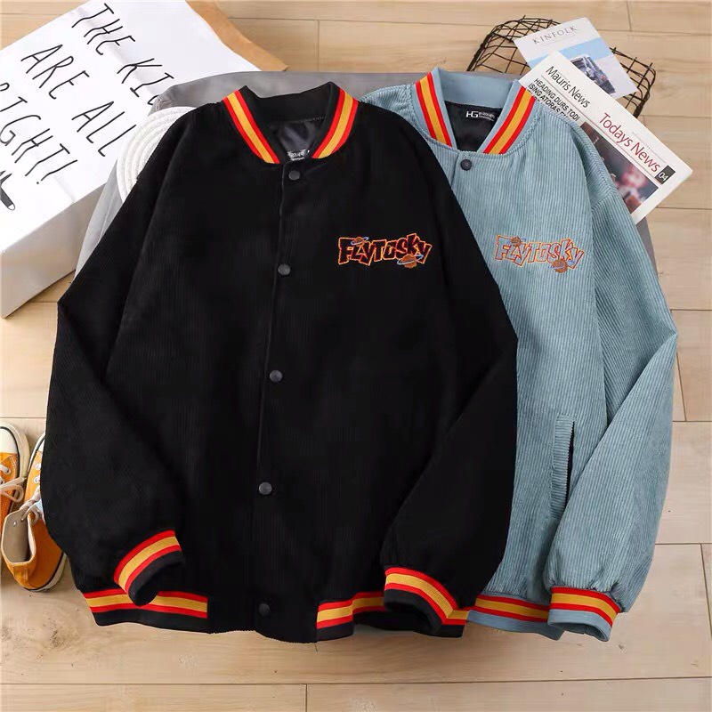 Áo Khoác Bomber Kaki Nhung Gân Tăm Thêu Chữ Flytosky Form Rộng Unisex Nam Nữ Ulzzang | Lazada.vn Áo Khoác Bomber Kaki Nhung Gân Tăm Thêu Chữ Flytosky Form Rộng Unisex Nam Nữ Ulzzang | Lazada.Vn