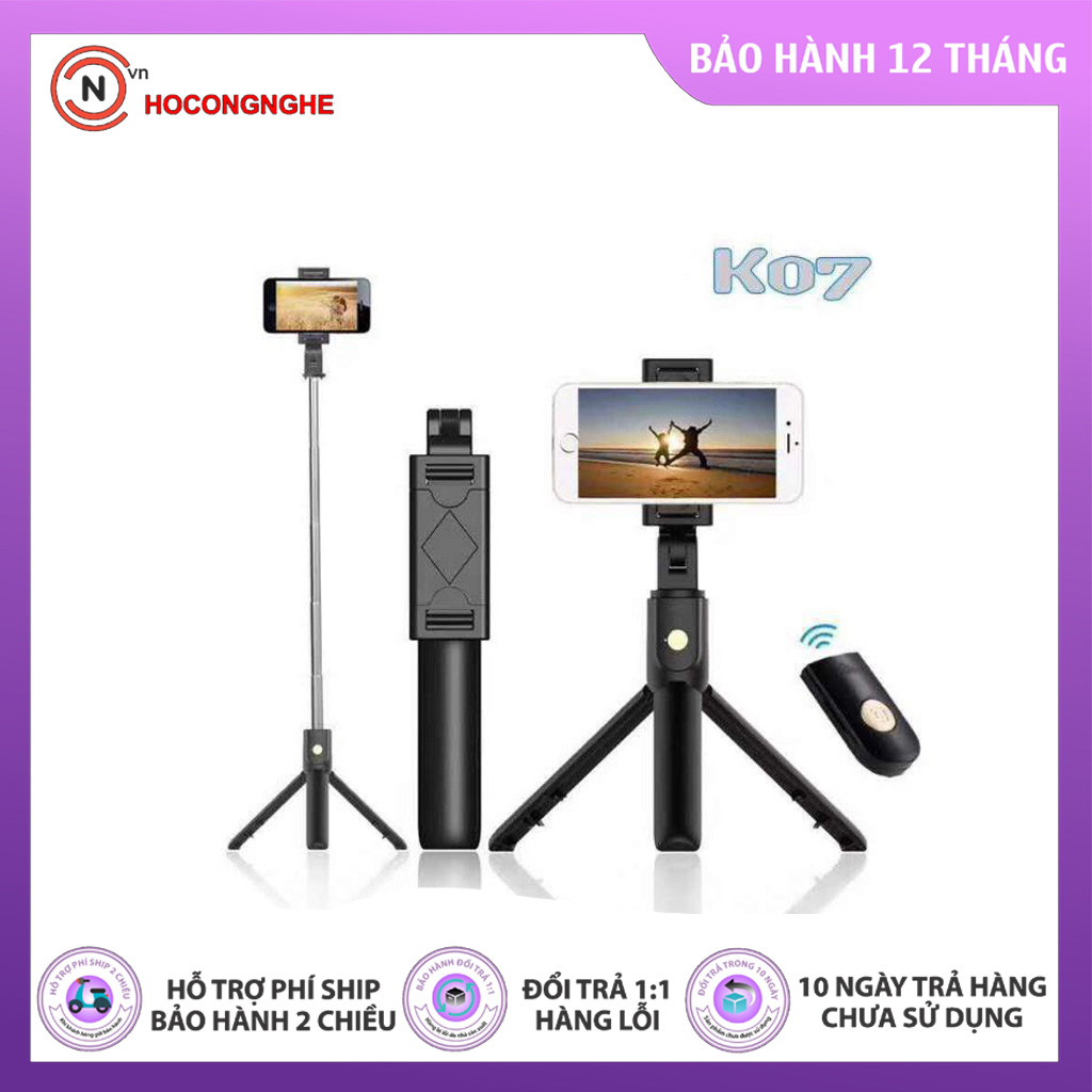 🌟CHÍNH HÃNG🌟 Gậy chụp ảnh 3 chân Bluetooth Tripod K07 Cao Cấp Kèm Chân Đứng {BẢO HÀNH ĐỔI MỚI}