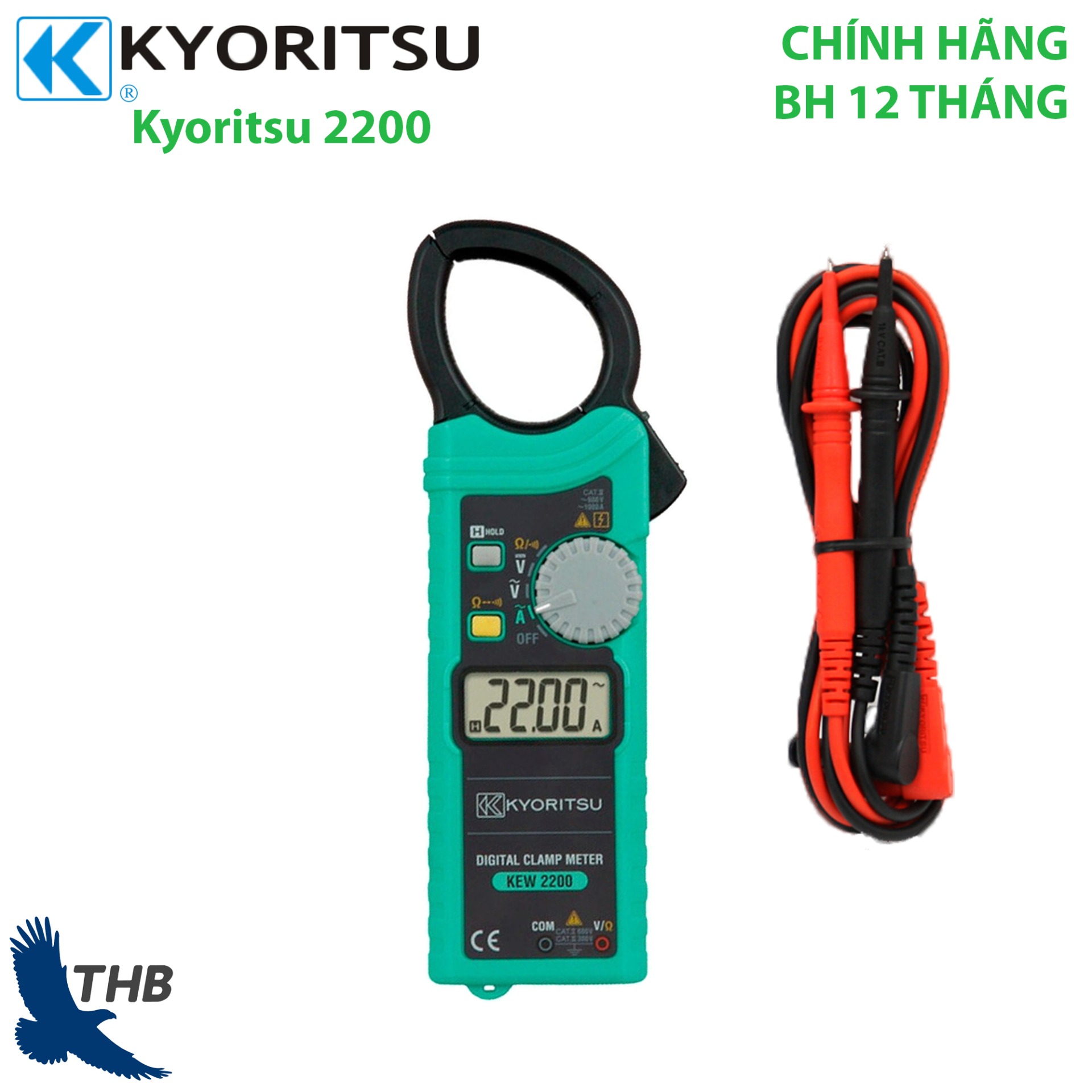 Ampe Kìm Đo Dòng Đồng hồ đo điện dạng kìm Kyoritsu 2200 - Đo dòng điện áp 1000A - 600V Bảo hành 12 tháng