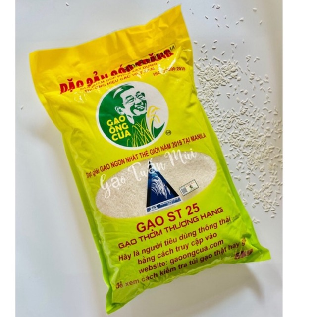 Gạo ST25 Gạo Ông Cua Có Mã QR Tem Chống Hàng Gỉa (Bao 5ky)