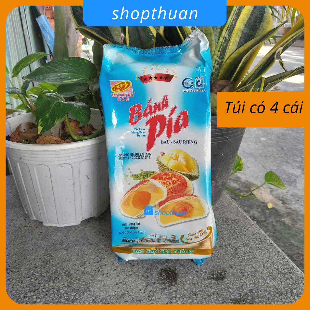 [HCM]Bánh Pía 5 Sao Đậu Xanh Sầu Riêng Tân Huê Viên 600gr ( 4 Cái x 150gr)