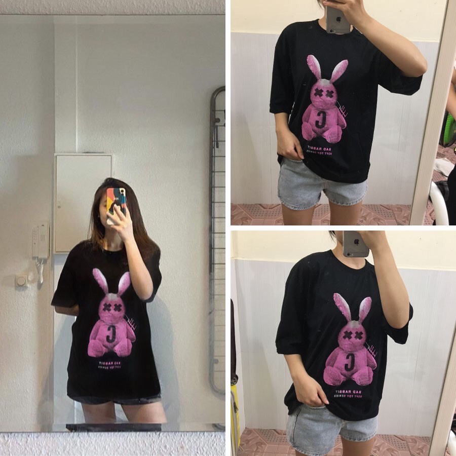 Áo thun unisex fom rộng, tay lỡ thỏ, free size