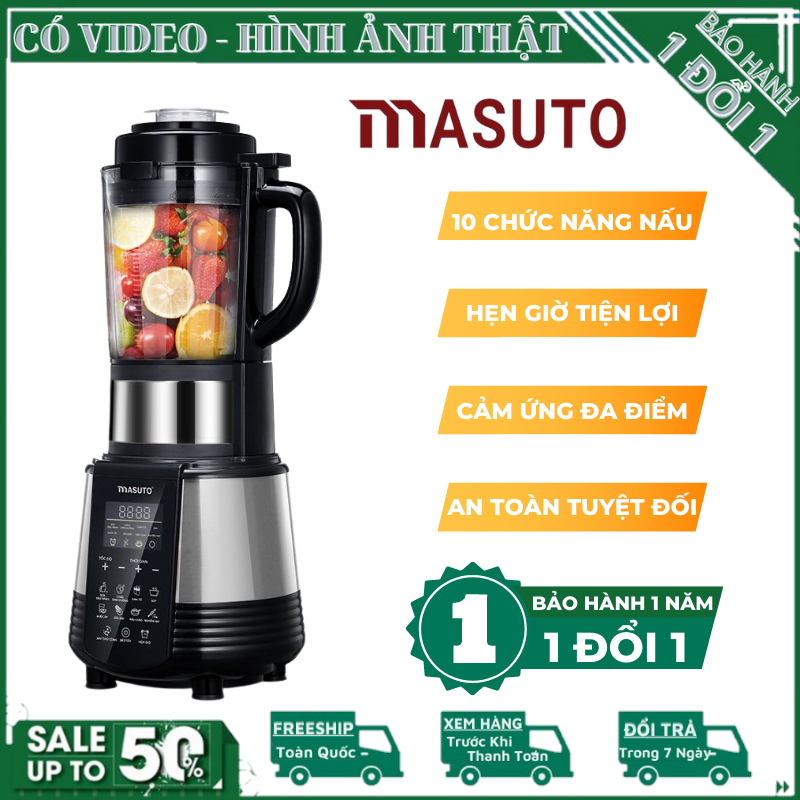 Máy làm sữa hạt masuto ms-galaxy - dung tích 1.75l, 10 chức năng nấu, dao xoay 3d, gia nhiệt tuần hoàn - bảo hành 1 năm.