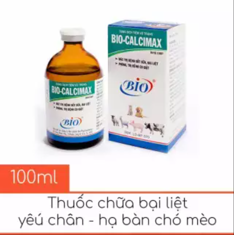 Dung dịch tiêm chữa bại liệt yếu chân chó mèo - Bio Calcimax 100ml