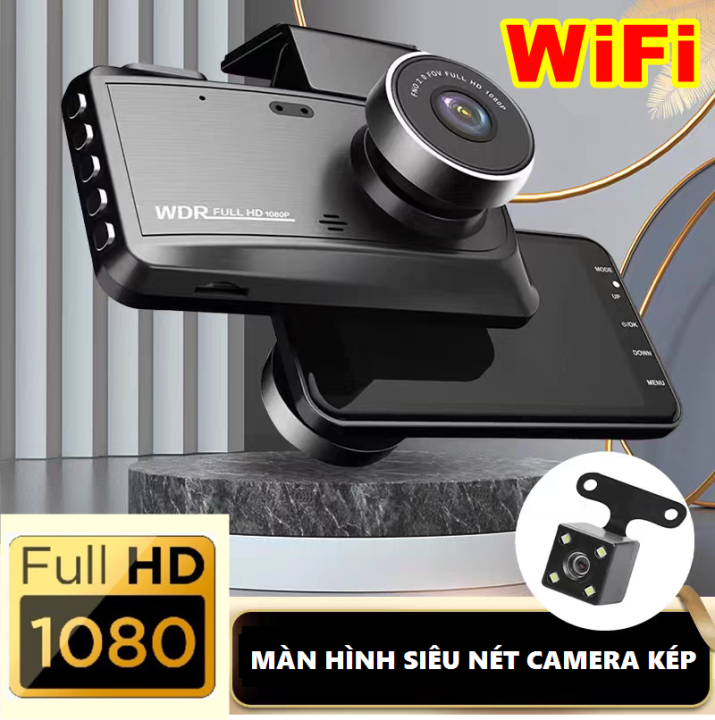 Camera hành trình WiFi V95 Màn Hình Cảm Ứng 4 Inch Night VíSion tích hợp cam kép Xem trên điện thoại qua APP Độ phân giải 1080P sắc nét WIFI.phát hiện chuyển động BH LỖI 1 ĐỔI 1