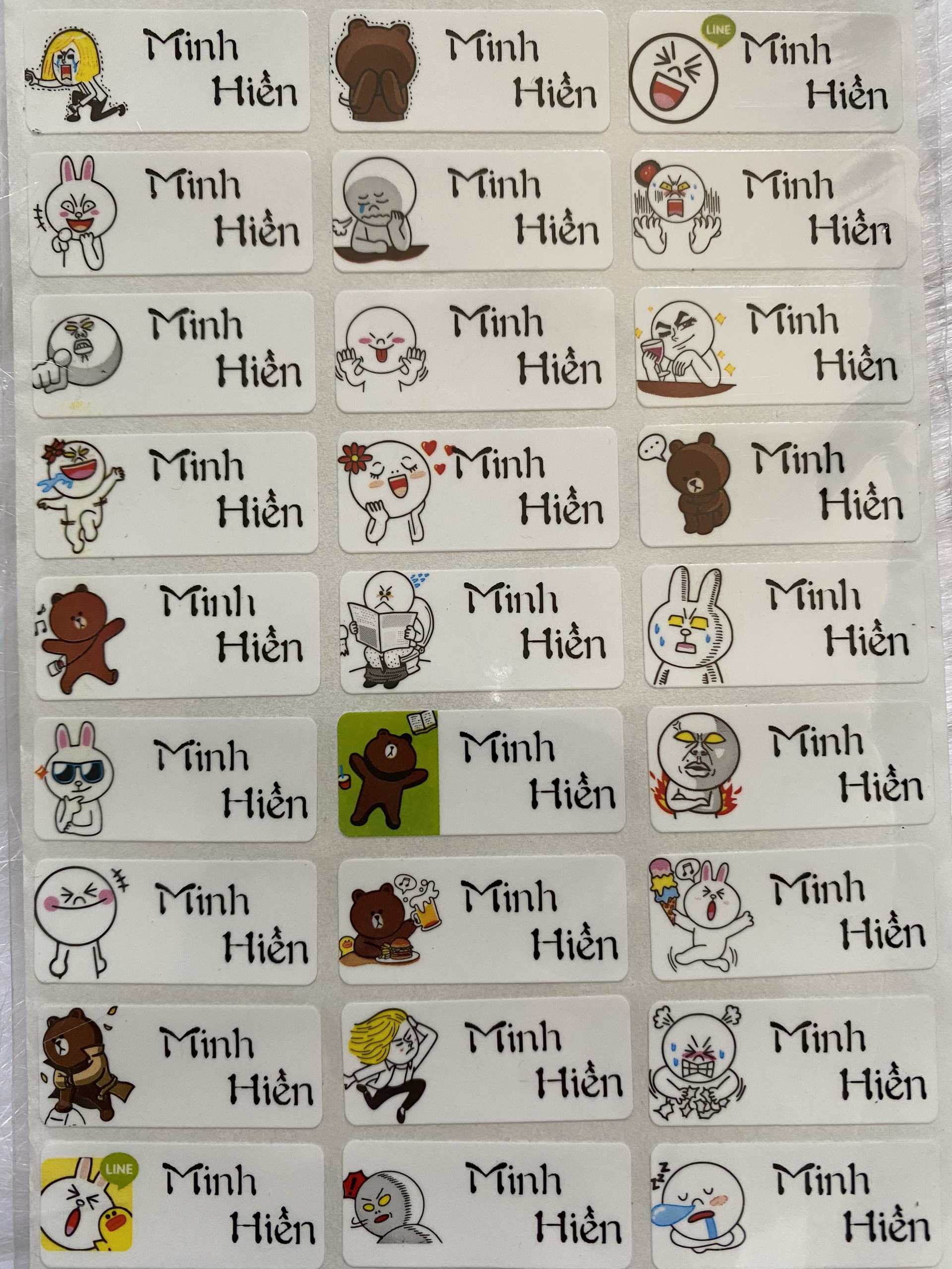 [HCM]Sticker cute nhãn dán tên - Line (1 set 36 tem size trung) chat gửi TÊN CẦN IN cho shop nha khách iu