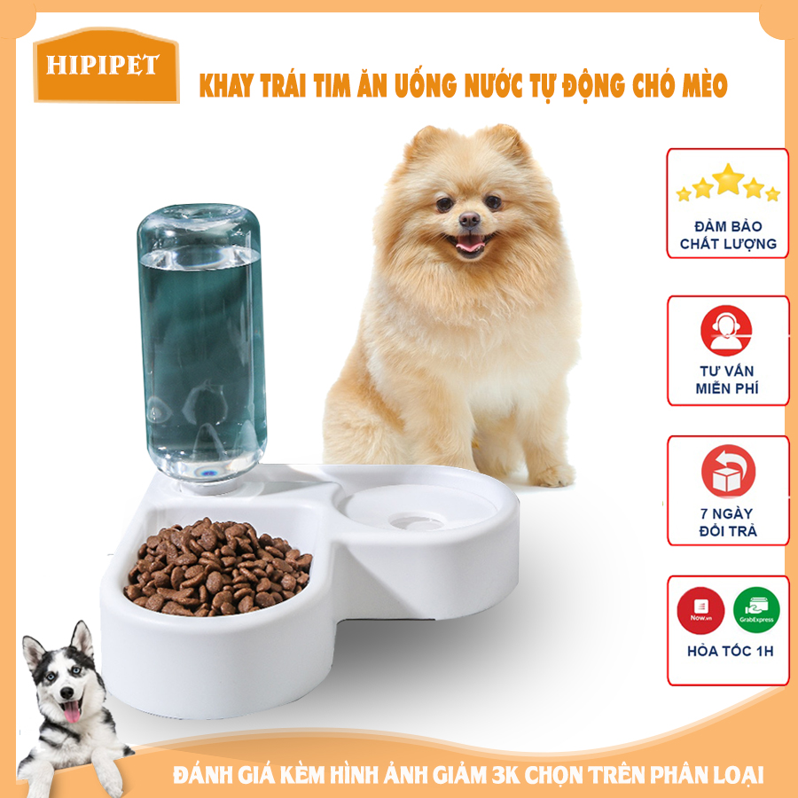 Khay ăn tự động cho chó mèo có máng nước tự động siêu tiện lợi
