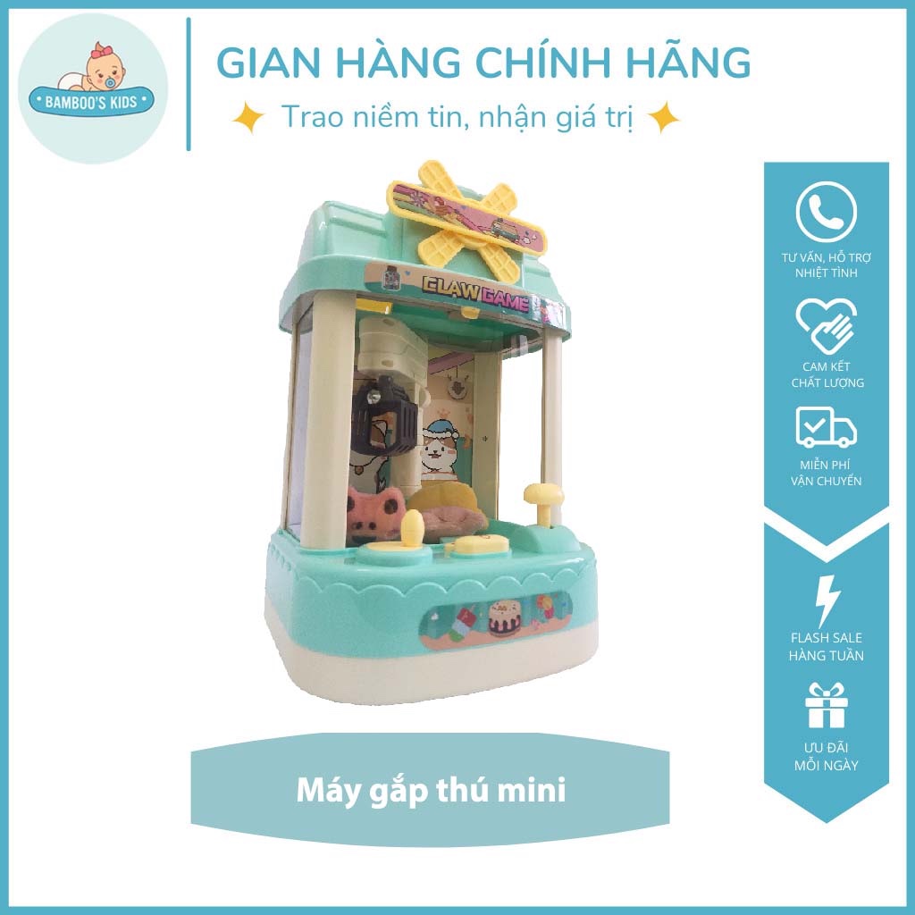 Máy gắp thú mini- Đồ chơi máy gắp thú bông mini có nhạc có đèn, có điều khiển - Bamboo's Kid