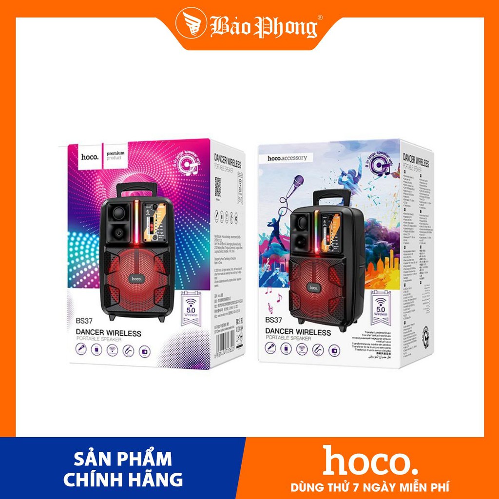 Loa bluetooth hoco bs37 dancer kèm mic karaoke, bt v5.0, pin 1800mah