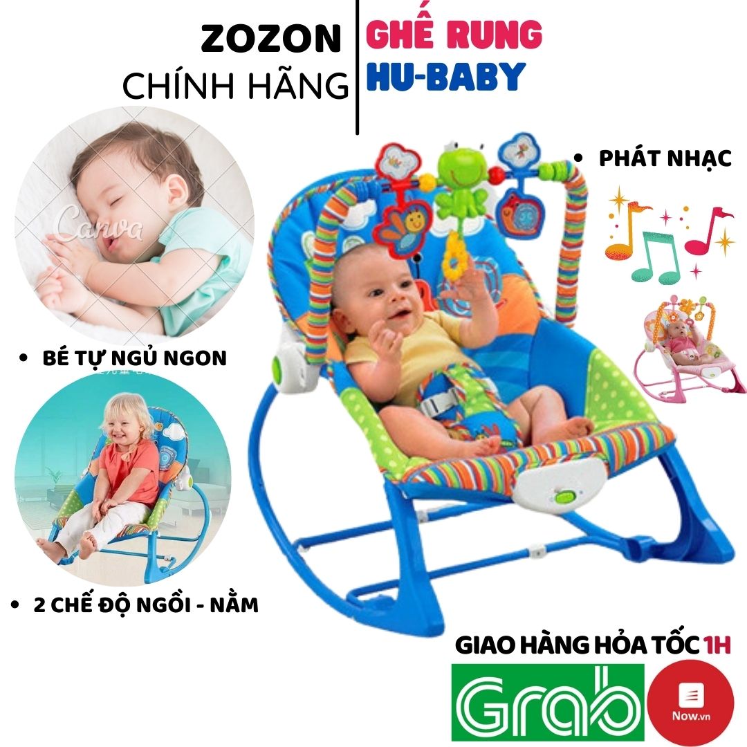 Ghế rung cho bé HuBaby chính hãng 2 chế độ nằm và ngồi bập bênh phát nhạc bé tự ngủ ghế nằm 3 tư thế ghế ngồi cho bé ghế ăn dặm ghế nôi đung đưa nôi nằm sơ sinh khung hợp kim Zozon phân phối chính hãng