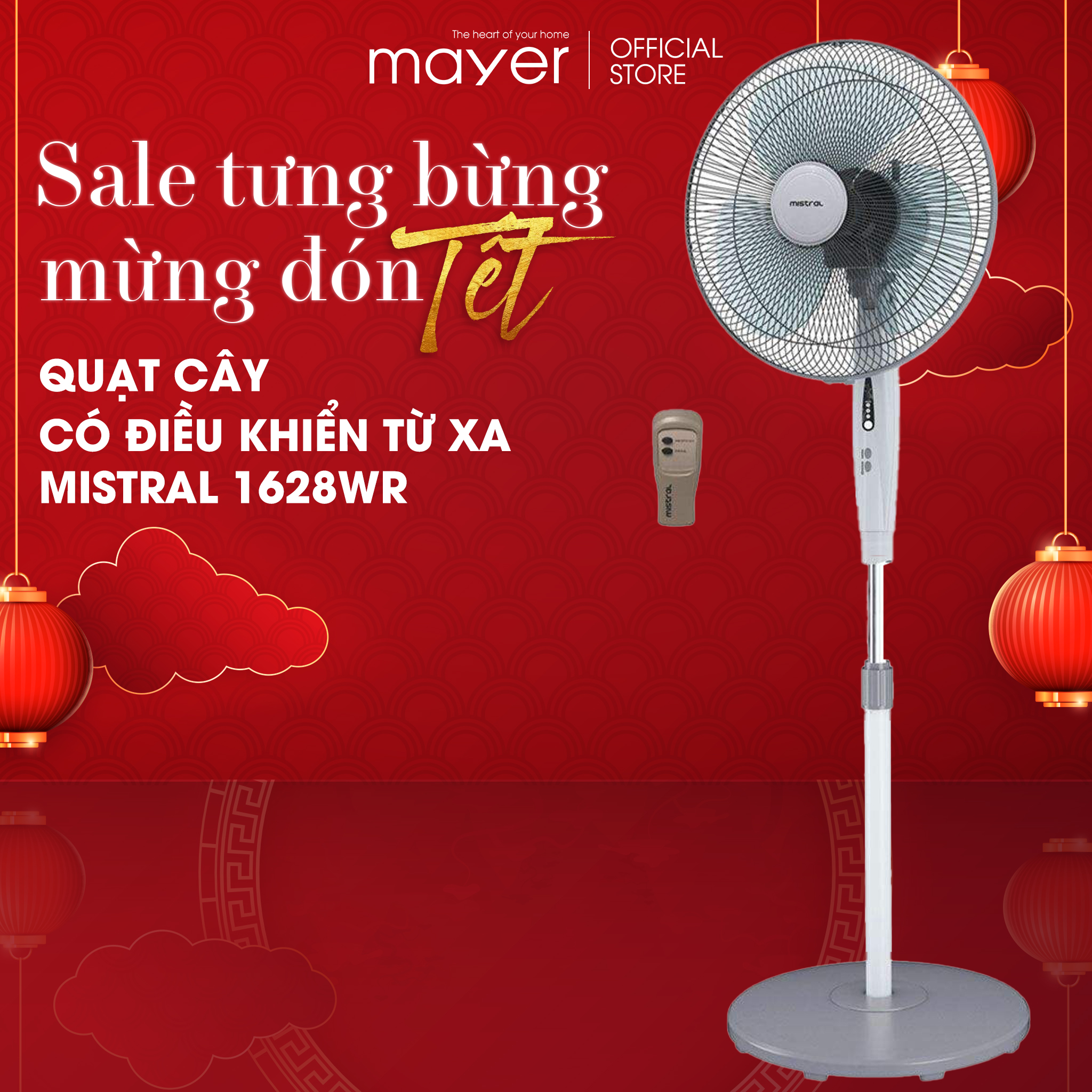 Quạt cây mistral 1628wr điều khiển từ xa - hàng chính hãng
