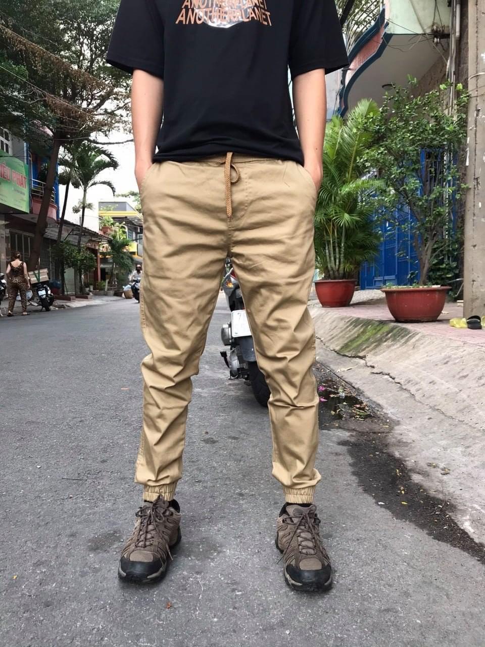 Quần jogger kaki vnxk cao cấp màu nâu bò
