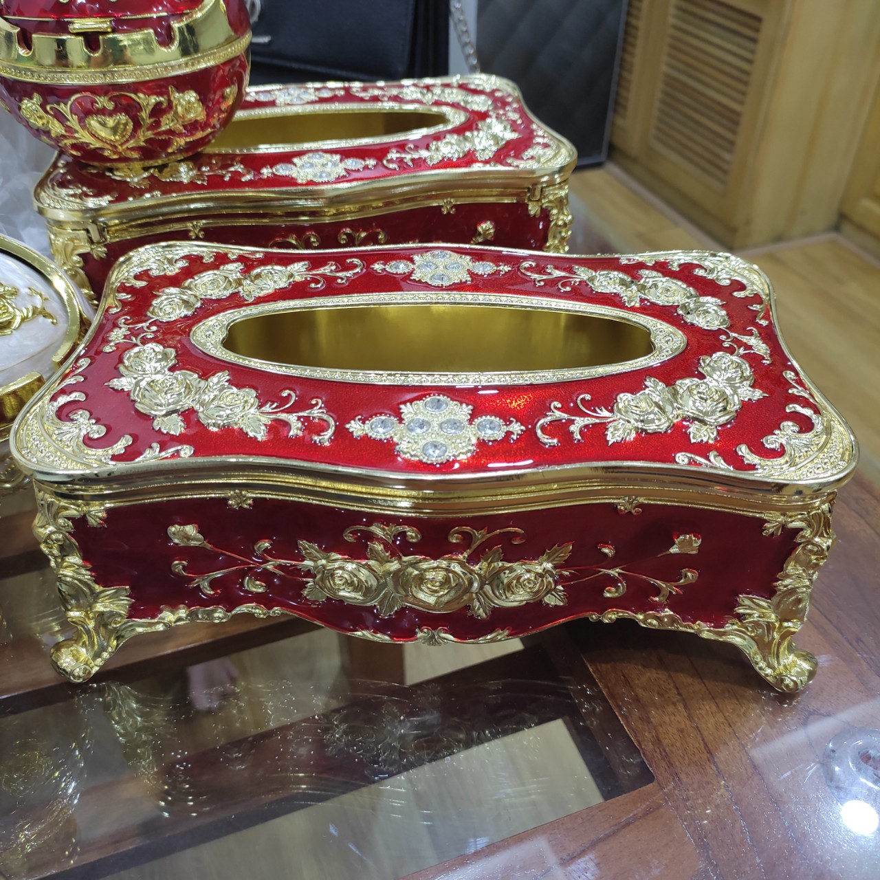 Hộp đựng giấy ăn - lọ tăm -gạt tàn - phong cách mạ Vàng, Bạc cao cấp, sang trọng quý tộc