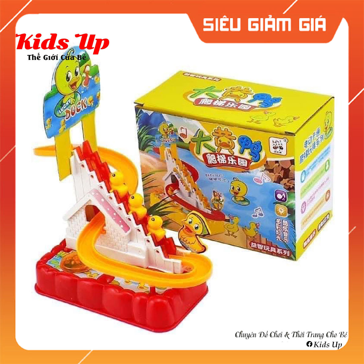 Đồ chơi cầu trượt vịt leo thang có đèn nhạc cho bé