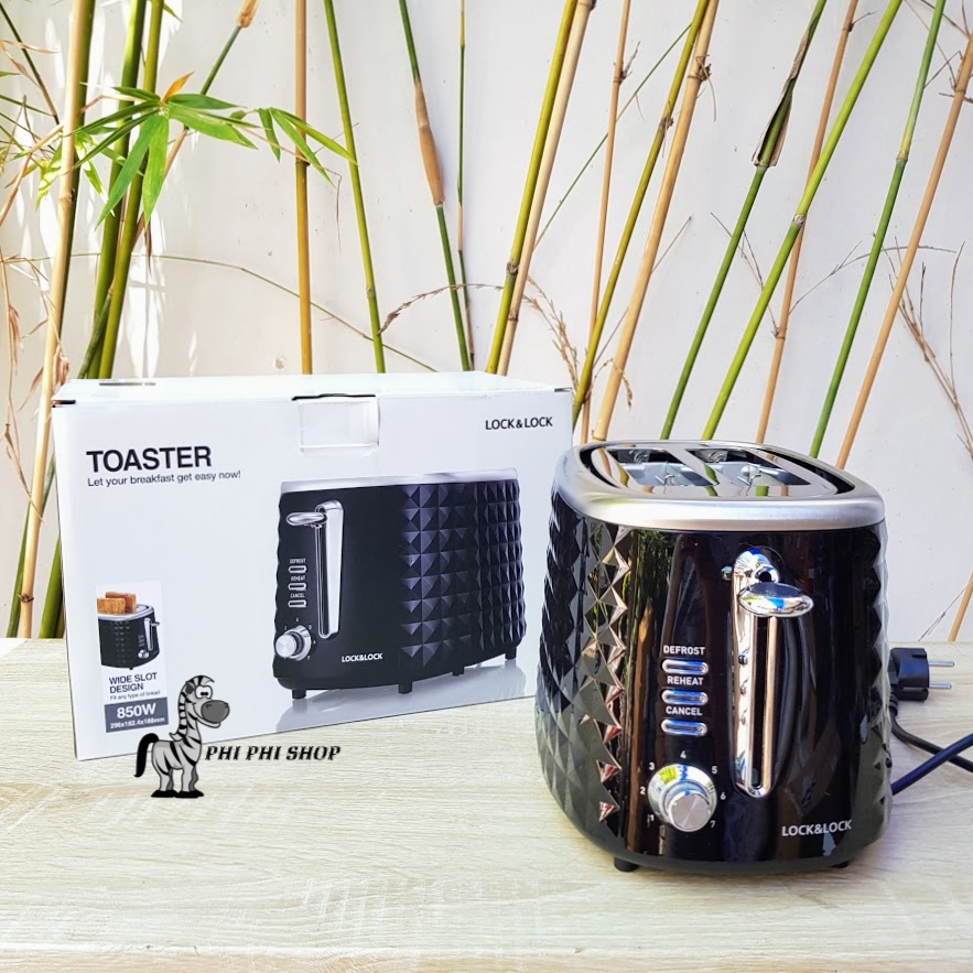[HCM]Máy nướng bánh mì sandwich Lock&Lock 850W EJB222BLK màu đen họa tiết đa giác