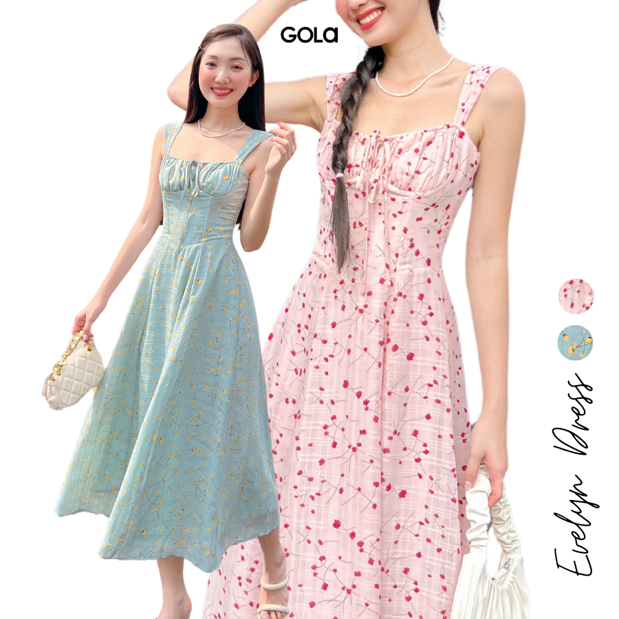 Đầm evelyn - đầm hoa midi croset