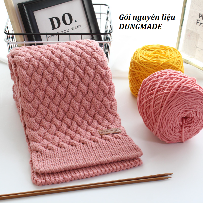Gói nguyên liệu đan khăn vặn thừng kit đan móc