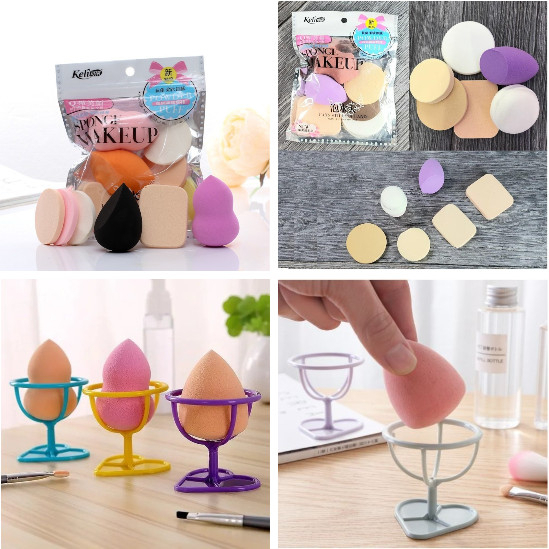 BỘ 6 BÔNG MÚT TRANG ĐIỂM KELI SPONGE - GIÁ ĐỰNG BÔNG