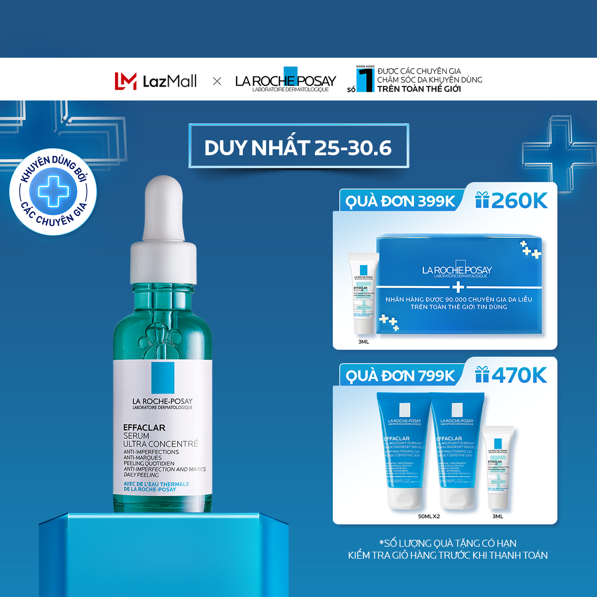 Dưỡng chất giảm mụn 3 tác động La Roche-Posay Effaclar Serum 30ml